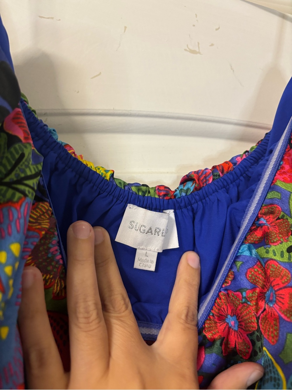 Sugarlips Strapless Floral Ruffle Jumpsuit in Blue Multi - Picture 7 of 7